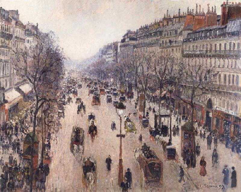 Camille Pissarro Boulevard Montmartre,morning cloudy weather oil painting image